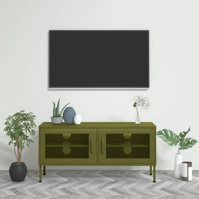 Oliivinvihreä tv-taso Galateea 105x35x50cm (teräs)