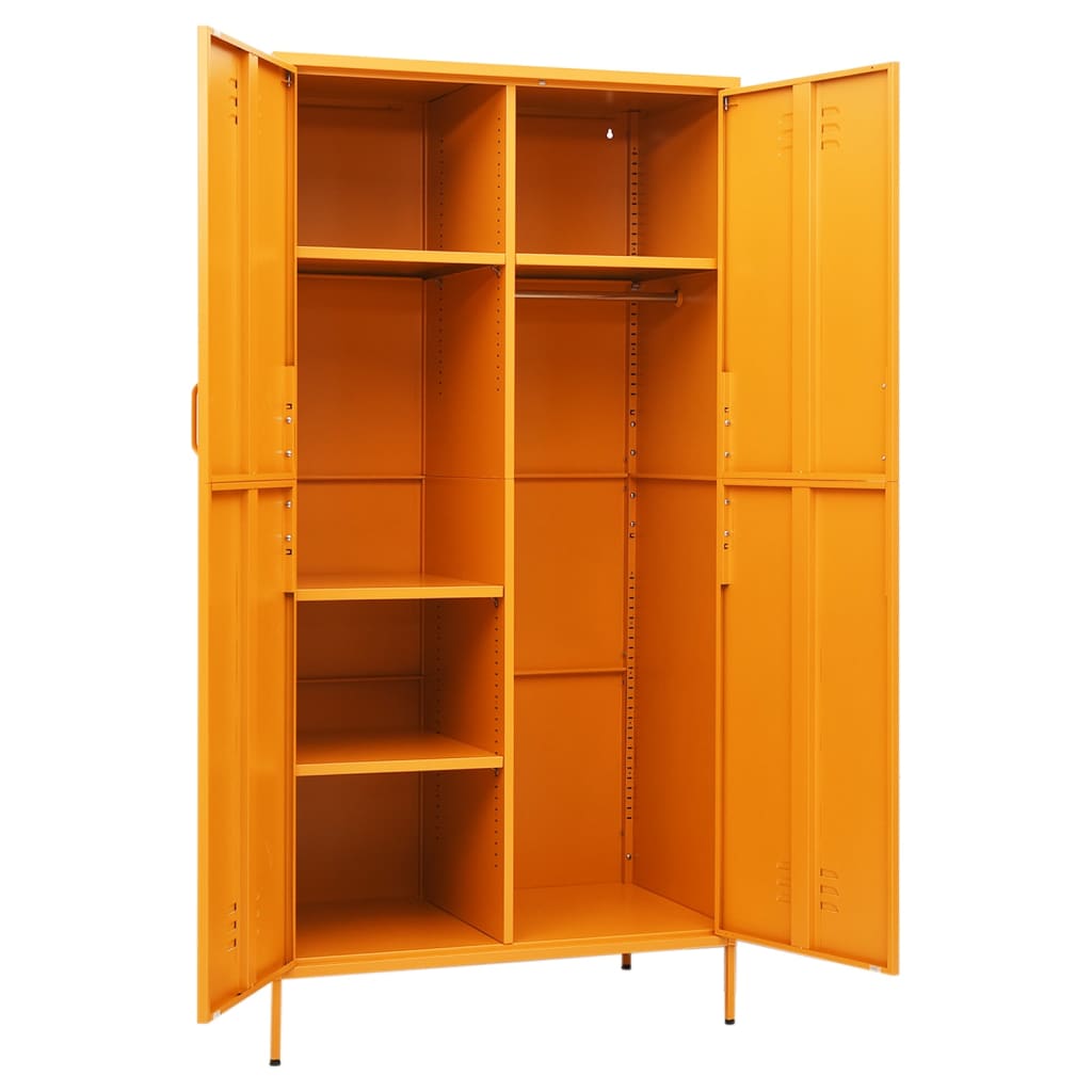 Sinapinkeltainen vaatekaappi Hubbard 90x50x180cm (teräs)
