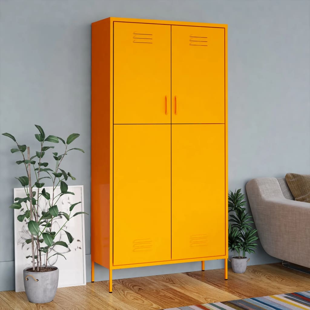Sinapinkeltainen vaatekaappi Hubbard 90x50x180cm (teräs)