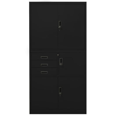 Toimistokaappi musta 90x40x180 cm teräs