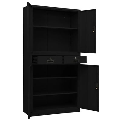 Toimistokaappi musta 90x40x180 cm teräs