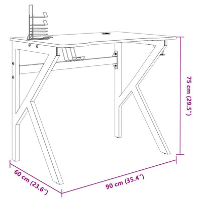 Musta pelipöytä Tomcsik 90x60x75cm (k-muotoisilla jaloilla)