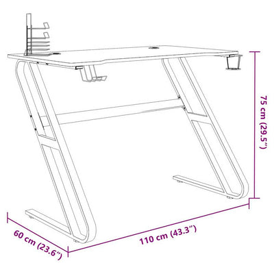 Musta pelipöytä Jamevska 110x60x75cm (zz-muotoisilla jaloilla)