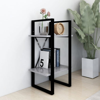 Betoninharmaa kirjahylly Hosseini 40x30x70cm (2-tasoinen, puinen)