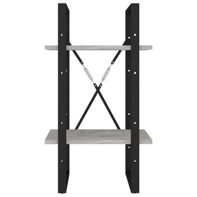 Betoninharmaa kirjahylly Hosseini 40x30x70cm (2-tasoinen, puinen)