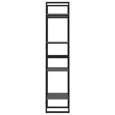 Harmaa kirjahylly Hosseini 40x30x140cm (4-tasoinen, puinen)