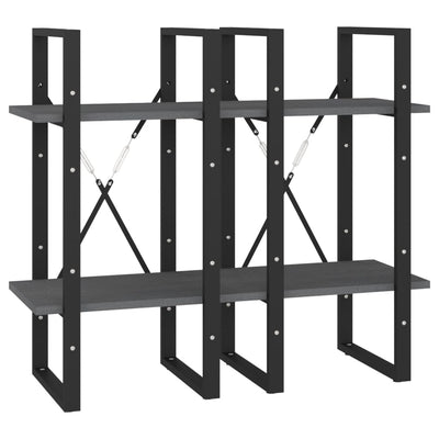 Harmaa 4-tasoinen kirjahylly Hosseini 40x30x140cm (mänty)