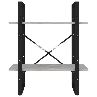 Betoninharmaa kirjahylly Airelian 60x30x70cm (2-tasoinen, puinen)