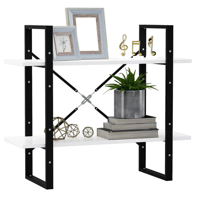 Valkoinen kirjahylly Borzos 80x30x70cm (2-tasoinen, puinen)