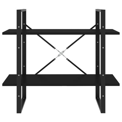 2-tasoinen kirjahylly musta 80x30x70 cm tekninen puu
