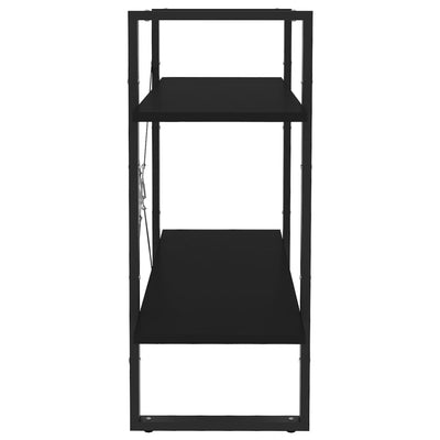 2-tasoinen kirjahylly musta 80x30x70 cm tekninen puu