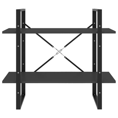 2-tasoinen kirjahylly harmaa 80x30x70 cm tekninen puu
