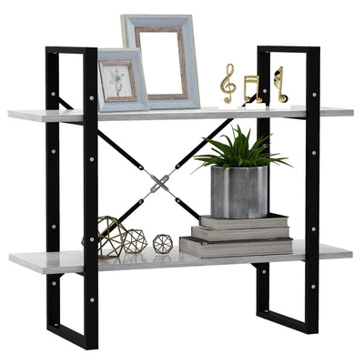 Betoninharmaa kirjahylly Borzos 80x30x70cm (2-tasoinen, puinen)