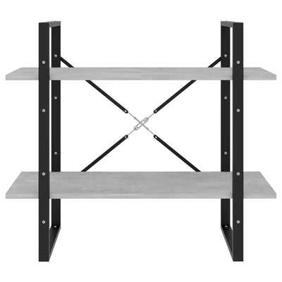 Betoninharmaa kirjahylly Borzos 80x30x70cm (2-tasoinen, puinen)