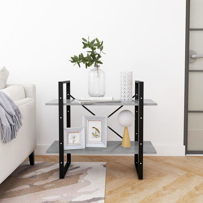 Betoninharmaa kirjahylly Borzos 80x30x70cm (2-tasoinen, puinen)