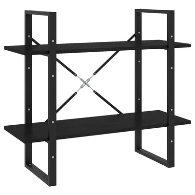 2-tasoinen kirjahylly musta 80x30x70 cm täysi mänty