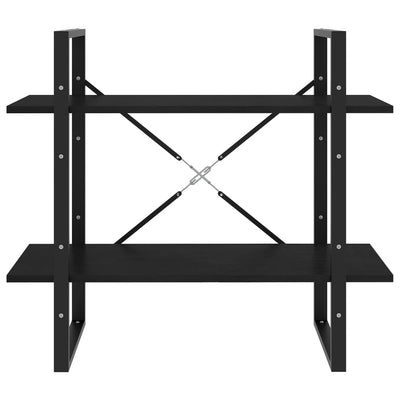 2-tasoinen kirjahylly musta 80x30x70 cm täysi mänty