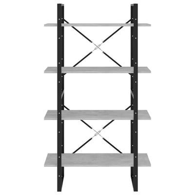 Betoninharmaa kirjahylly Borzos 80x30x140cm (4-tasoinen, puinen)