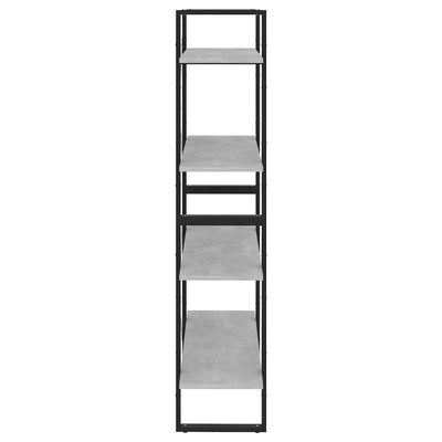 4-tasoinen kirjahylly betoninharmaa 80x30x140 cm tekninen puu