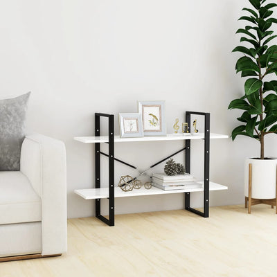 Valkoinen kirjahylly Virica 100x30x70cm (2-tasoinen, puinen)