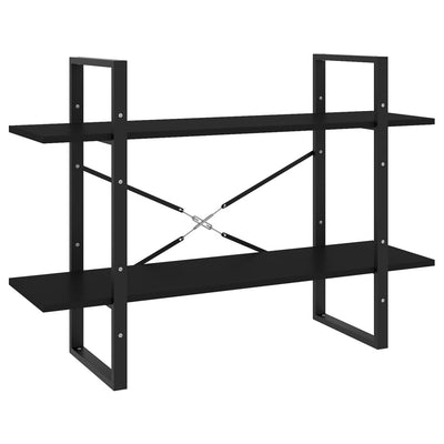 2-tasoinen kirjahylly musta 100x30x70 cm tekninen puu