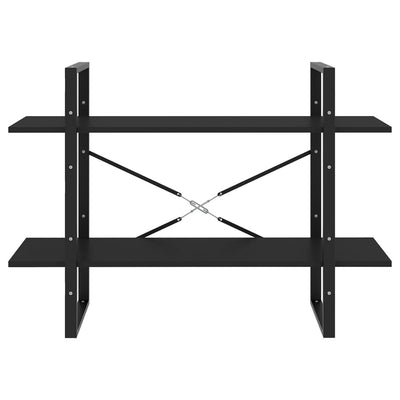 2-tasoinen kirjahylly musta 100x30x70 cm tekninen puu