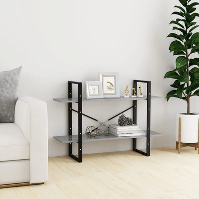 Betoninharmaa kirjahylly Virica 100x30x70cm (2-tasoinen, puinen)