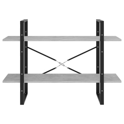 Betoninharmaa kirjahylly Virica 100x30x70cm (2-tasoinen, puinen)