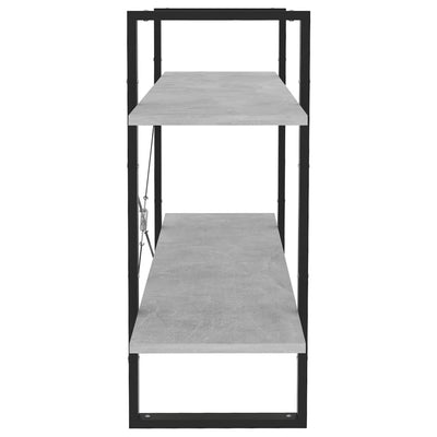 2-tasoinen kirjahylly betoninharmaa 100x30x70 cm tekninen puu
