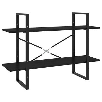 2-tasoinen kirjahylly musta 100x30x70 cm täysi mänty