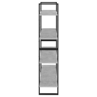 4-tasoinen kirjahylly betoninharmaa 100x30x140 cm tekninen puu