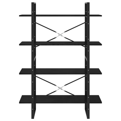 Musta kirjahylly Virica 100x30x140cm (4-tasoinen, mänty)