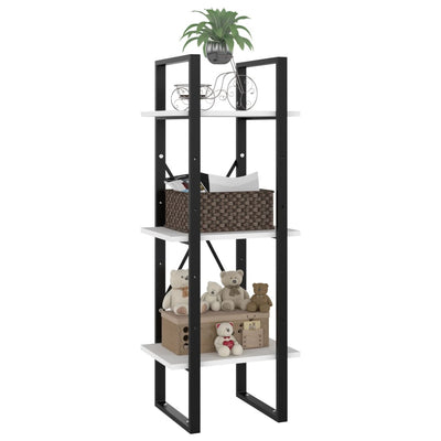 Valkoinen kirjahylly Hali 40x30x105cm (3-tasoinen, puinen)