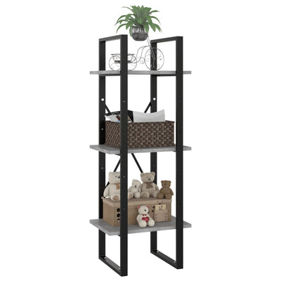 Betoninharmaa kirjahylly Hali 40x30x105cm (3-tasoinen, puinen)