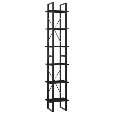 6-tasoinen kirjahylly musta 40x30x210 cm lastulevy