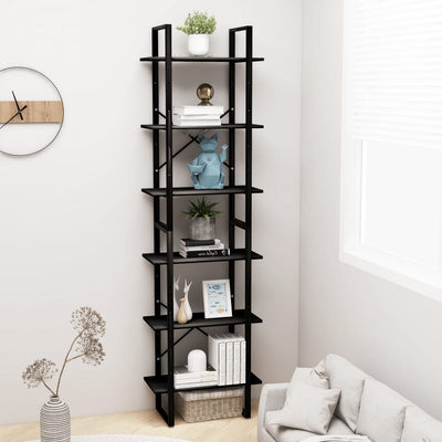Säilytyshylly musta 60x30x210 cm tekninen puu