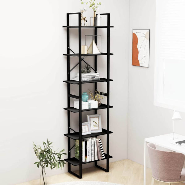 Säilytyshylly musta 60x30x210 cm tekninen puu