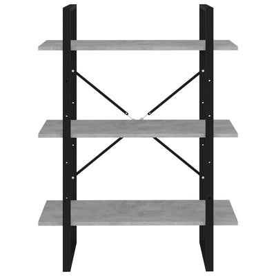 Kirjahylly betoninharmaa 80x30x105 cm tekninen puu
