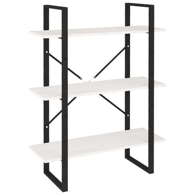 Valkoinen kirjahylly Rindunica 80x30x105cm (3-tasoinen, mänty)