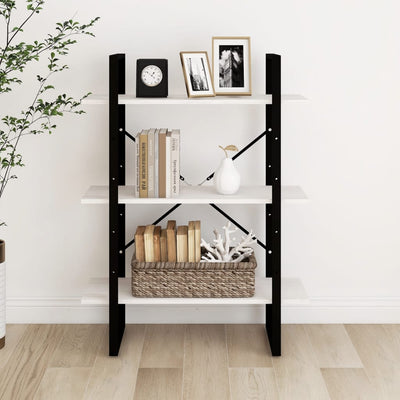 Valkoinen kirjahylly Rindunica 80x30x105cm (3-tasoinen, mänty)