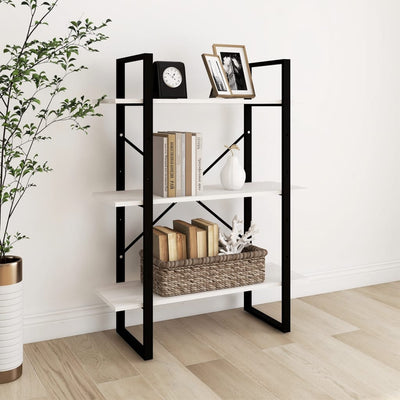 Valkoinen kirjahylly Rindunica 80x30x105cm (3-tasoinen, mänty)