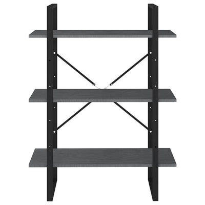 Harmaa 3-tasoinen kirjahylly Rindunica 80x30x105cm (mänty)