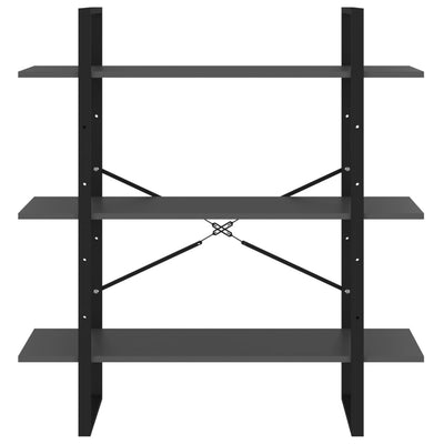 Kirjahylly betoninharmaa 100x30x105 cm tekninen puu