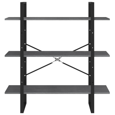 Harmaa 3-tasoinen kirjahylly Hedriga 100x30x105cm (mänty)