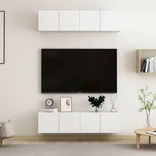 TV-tasot 4 kpl valkoinen 60x30x30 cm tekninen puu