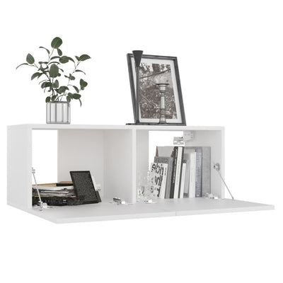 TV-tasot 4 kpl valkoinen 80x30x30 cm tekninen puu