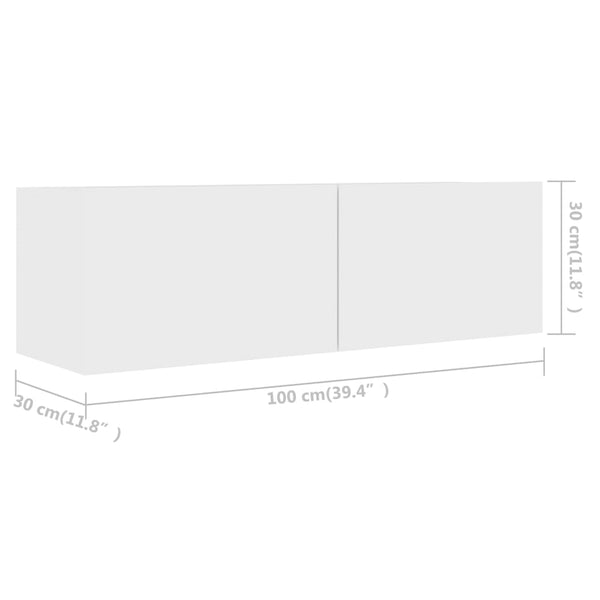 TV-tasot 4 kpl valkoinen 100x30x30 cm tekninen puu