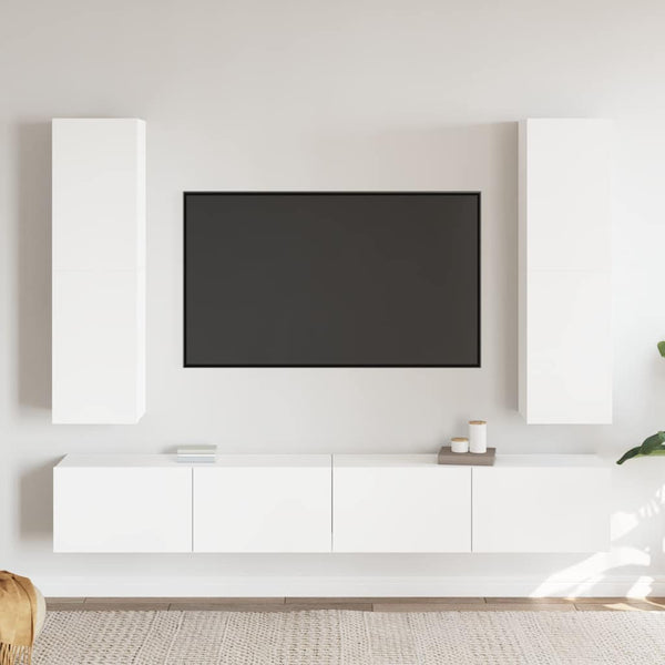 4-osainen TV-kaappisarja valkoinen tekninen puu