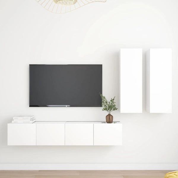 Tekninen puu, 4-osainen TV-kaappisarja, valkoinen