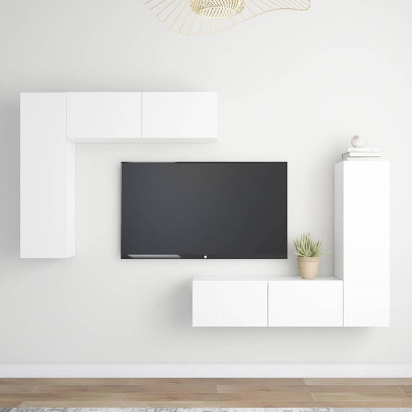 4-osainen TV-kaappisarja valkoinen tekninen puu